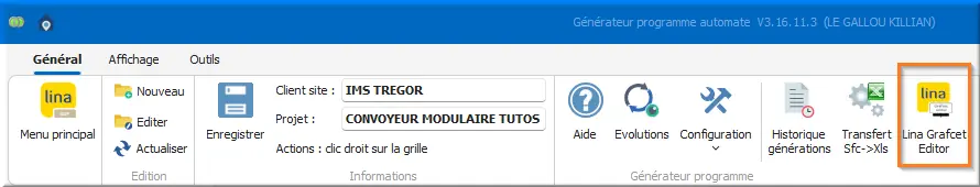 Générateur LINA Grafcet Editor